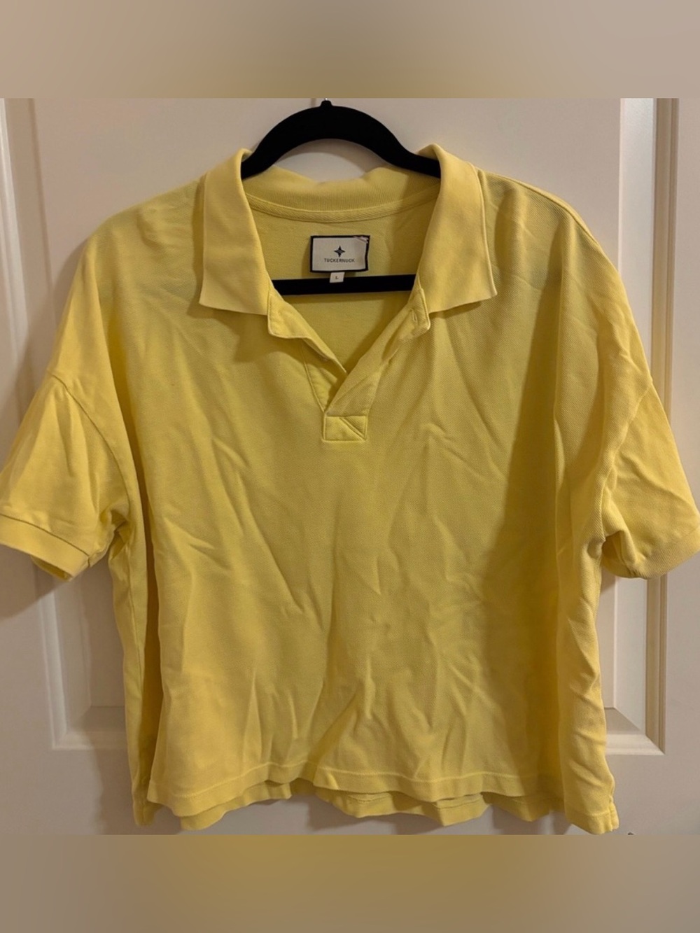 Tuckernuck Yellow Polo Shirt, 100% Cotton, Large, Tennis, Golf, Sporty